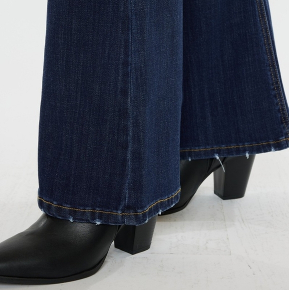 KanCan Flare Mid-Rise Waist Jeans Wide Distressed Classic Slim Fit Denim Pants - Picture 8 of 16